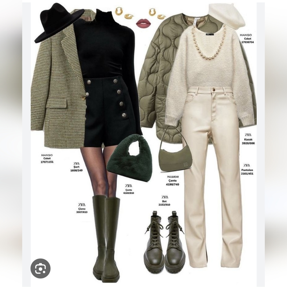 Zara * Faux Leather Cream Pants Slit - Picture 12 of 16
